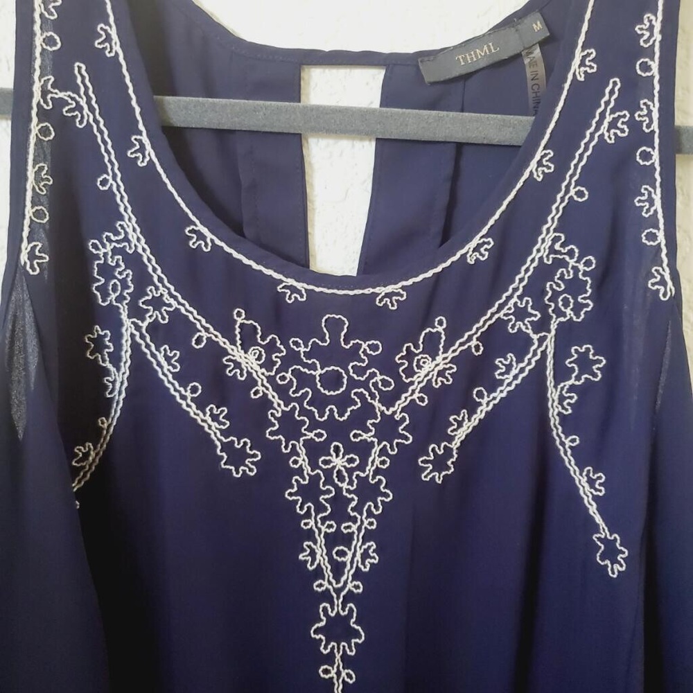 THML medium navy blue embroidered tank